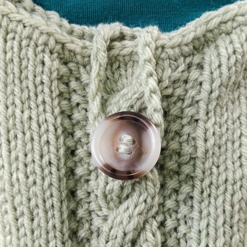 Handmade Handknit Sage Green Cableknit Crossbody Cell Phone Bag